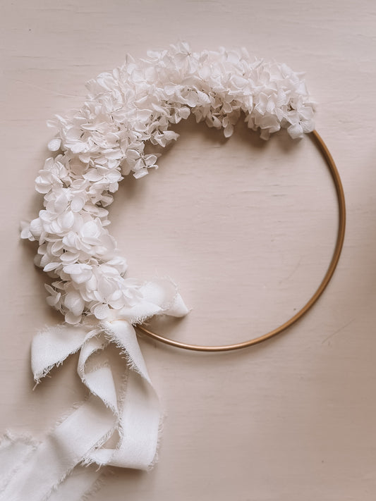 cadeau de naissance couronne fleurs séchées