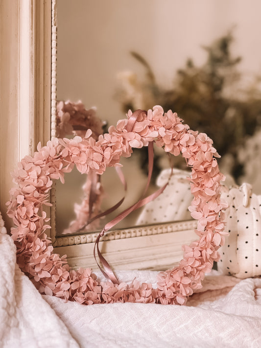 cadeau de naissance qui reste coeur fleurs séchées
